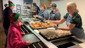 serving holiday dinner