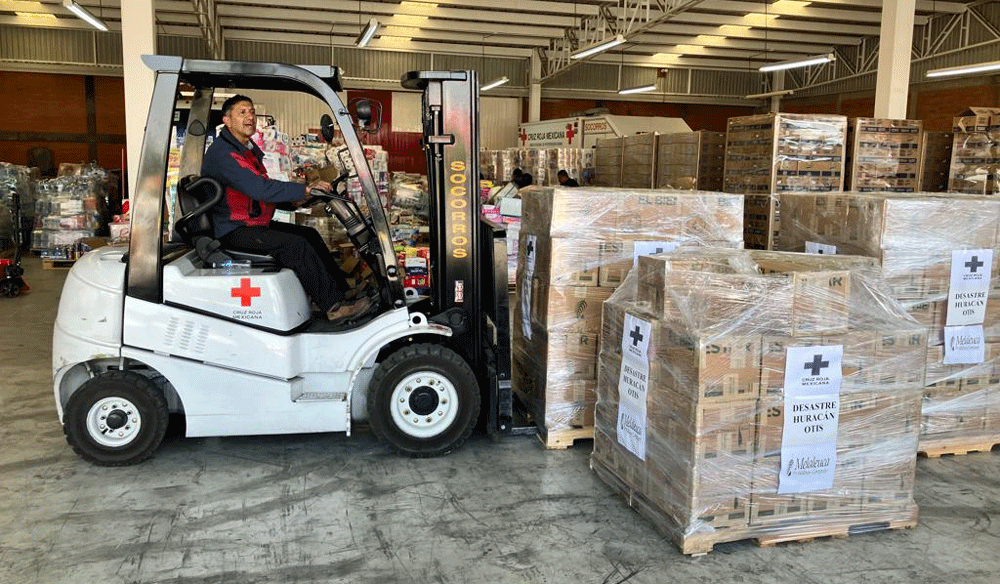 Mexico Red Cross Employee with Melaleuca Product donations